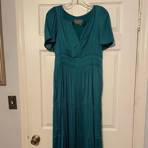 The Somerset Maxi Dress in Turquoise. A-line silhouette, smocked waist.